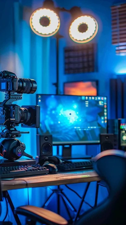 professional streaming setup stockcake